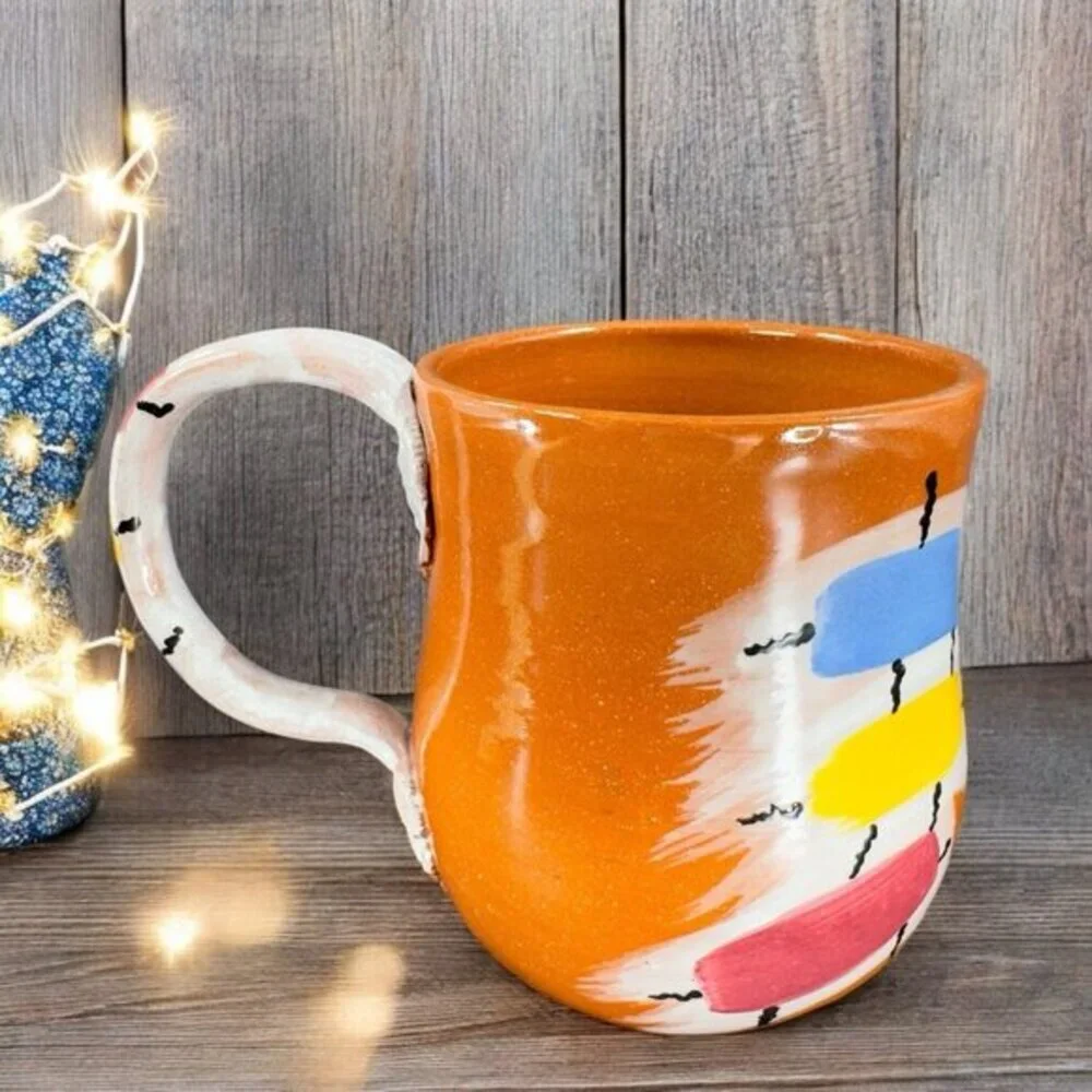 Vintage‎ 1988 Roberta Waterman Hand Made Oversize Coffee Mug Cup Made In Chicago